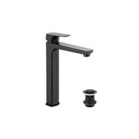 Bateria umywalkowa stojąca nablatowa KFA Armatura MOKAIT click clack, czarny, montaż blat / otwór na baterię