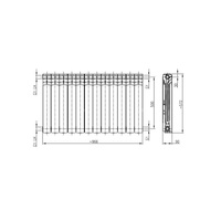 Grzejnik żeberkowy KFA Armatura G500F/12 aluminium, podłączenie boczne 572 x 966 mm, kolor grafit (RAL 9007), moc 1692 W