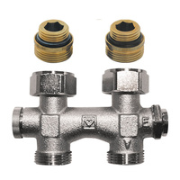 Moduł przyłączeniowy prosty HERZ 3000 (3066) nyple mosiądz (niklowanie) 1/2'' x 3/4'', rozstaw 50 mm do grzejników