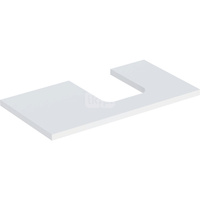 Blat pod umywalkę Geberit ONE z wycięciem, do umywalki nablatowej w kształcie misy: B=89.4cm, Biały, Lakierowany matowy, Przekrój=Prawa strona