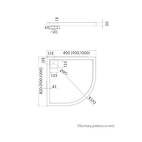 Brodzik kompozytowy Stabilsound Plus® Omega Black Stone 90x90x5 cm R55, półokrągły