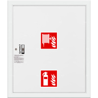 Hydrant DN 25 FIT wnękowy z miejscem na gaśnicę pod zwijadłem, wąż 20 m, zamek patent, RAL 9003