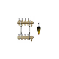 Rozdzielacz do ogrzewania podłogowego QIK MAGNET 10-obieg. mosiądz GW 1'' x GZ 3/4'' + przepływomierz