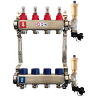 Rozdzielacz do ogrzewania podłogowego QIK STANDARD II 8-obieg. inox GW 1'' x GZ 3/4'' + przepływomierz