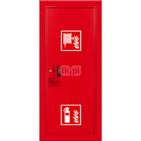 Hydrant DN 33 wnękowy boczny z miejscem na gaśnicę, wąż 30 m, ocynk fasada, zamek patent, RAL 3000 prawy