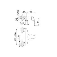 Bateria natryskowa ścienna KFA Armatura KRZEM, kolor chrom
