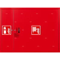 Hydrant DN 25 FIT zawieszany z miejscem na gaśnicę obok zwijadła, wąż 30 m, zamek patent, RAL 3000